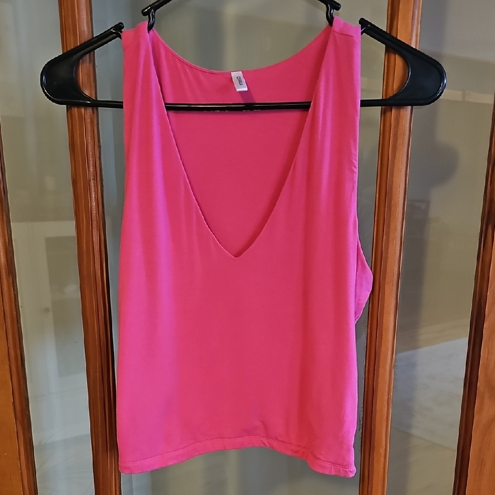 Vibrant Pink V-Neck Crop Top